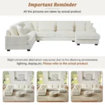 Goldoma modular U-shaped sectional sofa with chaise lounge and sofa bed in soft corduroy fabric