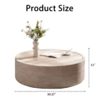 Goldoma round wood coffee table with Mars pattern in modern living room