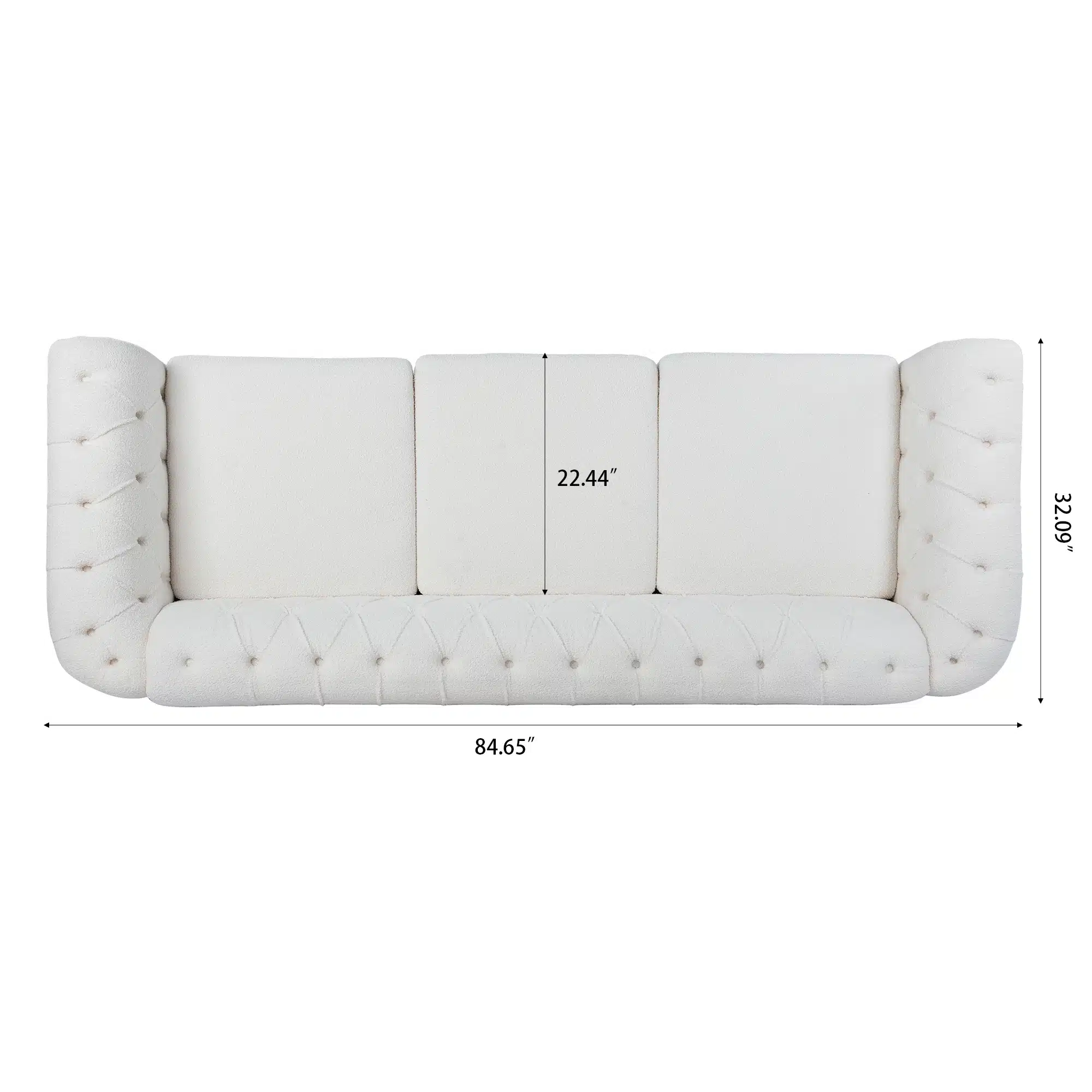 Goldoma Modern White Velvet 2-Seater Convertible Sofa with Extendable Seat