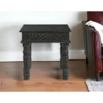24" HMS Black Distressed Solid Wood Square End Table for Living Room Furniture - Image 3