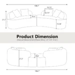 Goldoma curved modular sofa set in corduroy upholstery, ideal for small living rooms