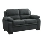 Goldoma Hugh dark gray chenille L-shape loveseat with tufted back in modern living room