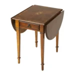 HMS 19" Brown Wood Oval Coffee Table with Drawer Farmhouse Living Room Tea Table Set Resin Material Home Furniture