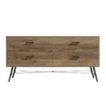 Goldoma rustic walnut TV cabinet with 4 drawers in a living room