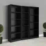 Goldoma 5-Tier Black Glass Bookshelf for Home Office – side view