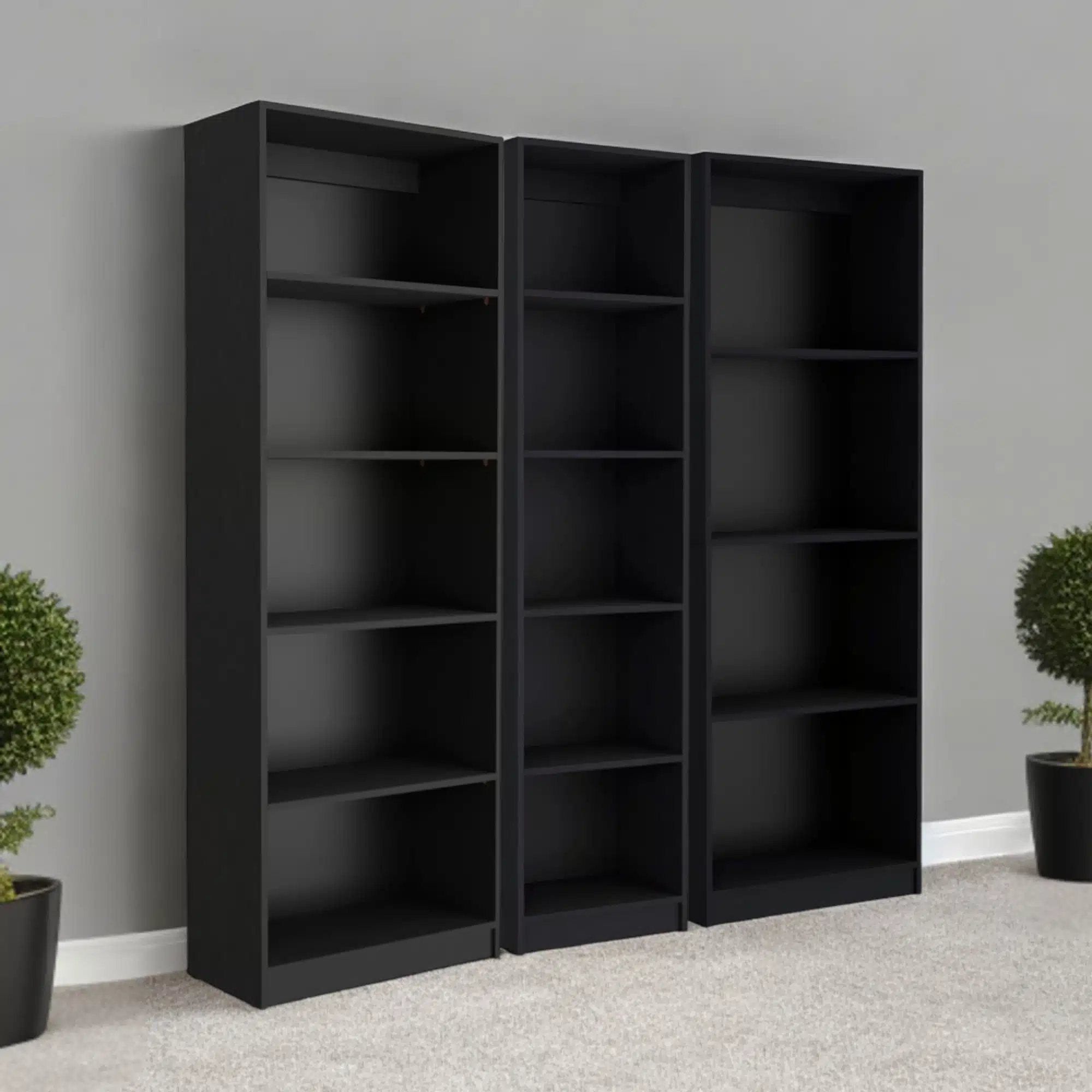Goldoma 5-Tier Black Glass Bookshelf for Home Office