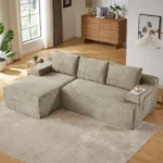 Goldoma L-Shaped Sectional Sofa Set – Modular Sleeper with Deep Seat, No Assembly Required, Upholstered & Washable