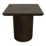 24" HMS Dark Brown Distressed Solid Wood Square Pedestal Console Table End Table - Image 5