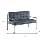 Goldoma 51 inch gray velvet loveseat with tufted Chesterfield design in a living room