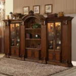 American Retro Light Luxury Fashion Villa Large Apartment High-end Solid Wood Carved Large Bookcase - Image 2