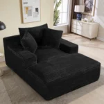 US in Stock Oversized Chaise Lounge, Boneless Plush Corduroy Deep Seat Sleeper Sofa Bed with 3 Pillows for Living Room Bedroom