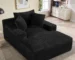 Goldoma Oversized Boneless Corduroy Chaise Lounge with 3 Pillows – Deep Seat Sleeper Sofa Bed for Living Room or Bedroom