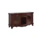 Goldoma 65-Inch Brown Cherry Farmhouse TV Stand with Bookcase, Enclosed Storage – side view