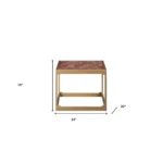 16" HMS Rectangular End Table in Brass with Warm Brown Leather Console Tables Product - Image 5