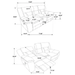 Goldoma Top Grain Leather Home Theater Recliner Sofa Set with tufted back and adjustable reclining in a modern living room