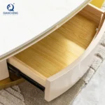 Goldoma White Marble Oval Coffee Table with Wooden Drawer - modern oval coffee table with storage