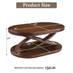 Goldoma 44 inch modern oval wood coffee table with X base and open storage in living room