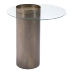Goldoma antique gold end table with mirrored glass top and off-center storage tray in living room setting