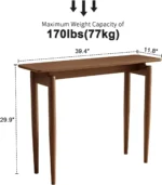 Goldoma Walnut Wood Thin Console Table – slim space-saving entryway table in walnut finish