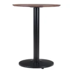 Goldoma 24 inch round end table with white veneer top and black pedestal base in a living room setting