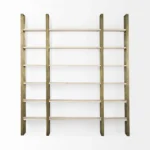 Goldoma Natural Iron and Solid Wood 6 Tier Bookcase in a living room