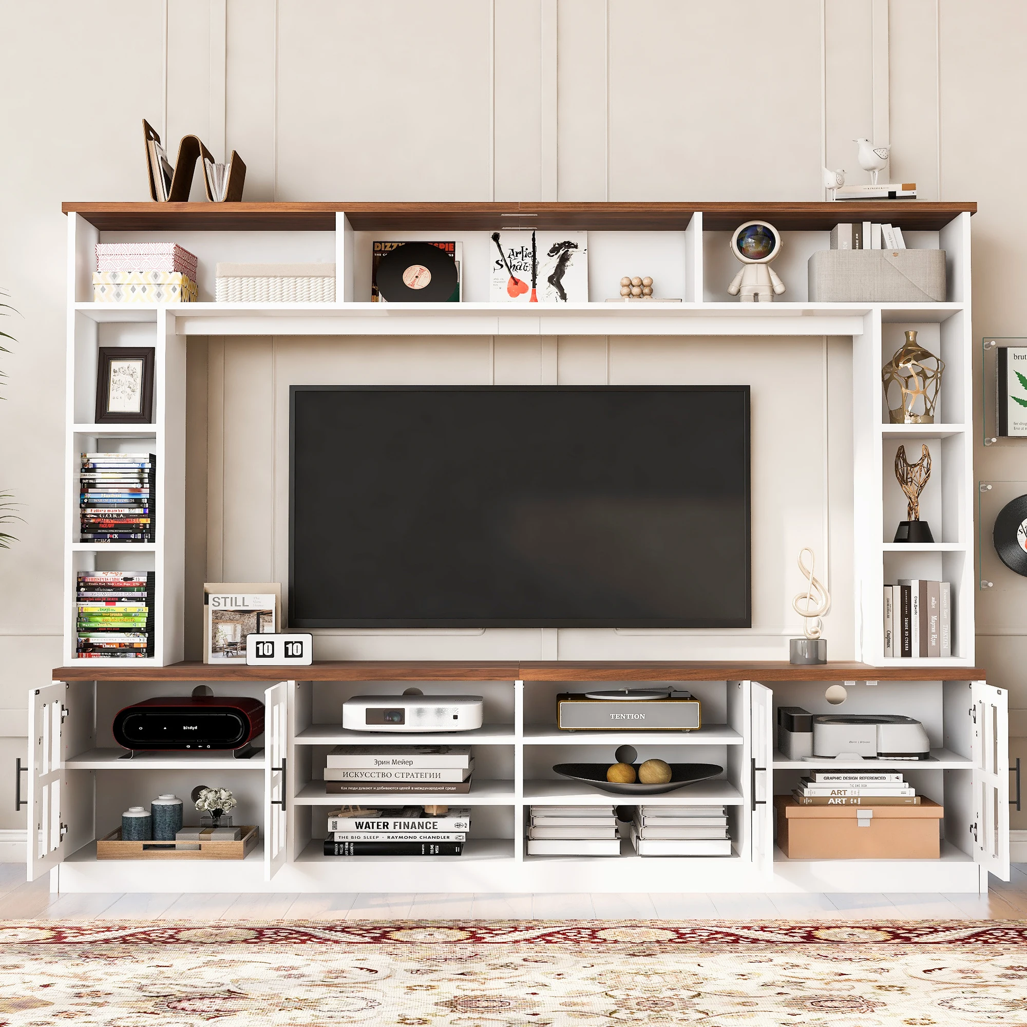 Goldoma 95.5" Modern Wall Unit Entertainment Center with Bookshelves for TVs up to 80" Goldoma 95.5" Modern Wall Unit Entertainment Center with Bookshelves for TVs up to 80"