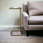Goldoma brass and silver mirrored end table with reflective glass top and iron base, perfect as a glamorous side table or nightstand