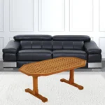 Goldoma 19 inch brown solid teak wood hexagonal coffee table in a living room