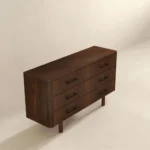 Goldoma modern solid wood makeup vanity dresser with 6 drawers and lighted mirror