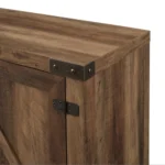 Goldoma rustic oak TV stand with double barn doors for TVs up to 80 inches in a living room