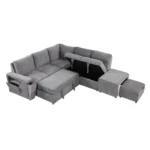 Goldoma L-Shape Padded Modular Sofa with Storage, USB Ports, and Cup Holders – close-up detail