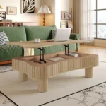 Goldoma 42 inch modern lift top coffee table with fluted panel design and hidden storage compartment in a living room