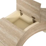 Goldoma modern irregular coffee table with flip top and hidden storage in a living room