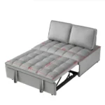 Modern Double Seat Convertible Sofa Bed Grey Velvet Fabric with Detachable Backs for Bedroom & Living Room-FCJ Design - Image 3