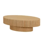 Goldoma modern oval coffee table with sturdy pedestal base in living room