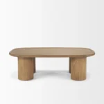 Goldoma 55-inch solid wood oval coffee table in natural finish, a large Scandinavian-inspired coffee table for living room