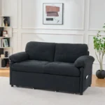 M Convertible Pull-Out Queen Sleeper Sofa Thick Padded Chenille Loveseat 3-in-1 Sofa Bed with Side Storage & 8 Silent Casters