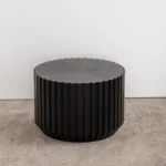 Goldoma nesting coffee table set in solid wood with fluted design, Scandinavian minimalist style for living room