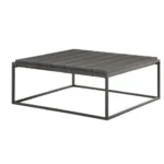 Goldoma Tekoa 48-inch square coffee table in dark brown with acacia veneer top and iron base, perfect living room centerpiece