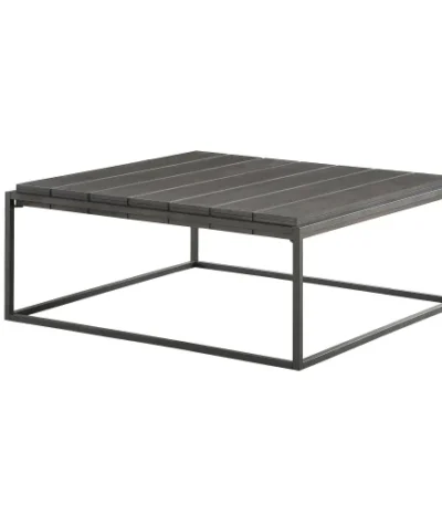 Goldoma Tekoa 48-inch square coffee table in dark brown with acacia veneer top and iron base, perfect living room centerpiece