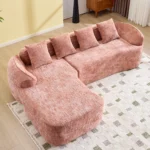 Boucle L-shaped Sectional Sofa Set Compressed Design for Living Room High-Elastic Sponge Comfort - Image 14