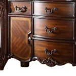 Goldoma 71 inch solid wood dresser with 5 drawers in Scandinavian style – cherry finish