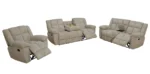 Goldoma beige corduroy 3-piece recliner sofa set in modern living room