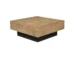 Goldoma 40" Solid Wood Square Block Coffee Table – Brown & Black