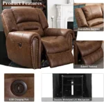 Winforce Classic Single Living Room Sofa Home Theater Recliner With USB Port Leather Electric Recliner Sofa - Image 3
