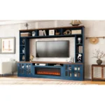 Goldoma 95.5" Mid-Century Modern TV Stand with Adjustable Shelves for TVs 65" and Up – styled in a modern TV & Media