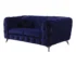 Goldoma 72" Blue and Silver Velvet Chesterfield Loveseat with Tufted Cushions