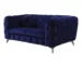 Goldoma 72" Blue and Silver Velvet Chesterfield Loveseat with Tufted Cushions