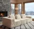 Goldoma L-Shape Corduroy Modular Sectional Sofa 3-Seater with Tufted Back, Wood Legs