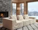 Goldoma L-Shape Corduroy Modular Sectional Sofa 3-Seater with Tufted Back, Wood Legs